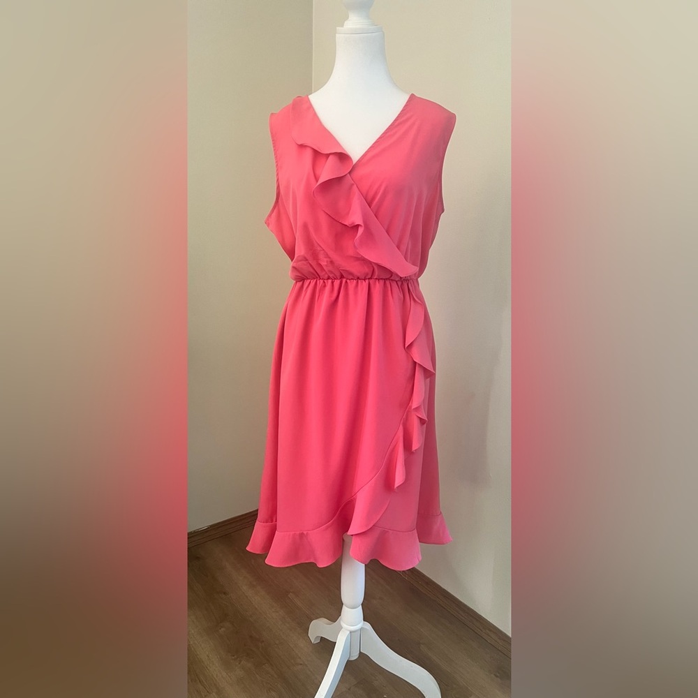 Apt. 9 shade of coral Asymmetrical Ruffled Sundress